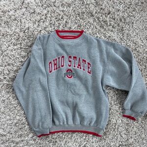 Logo Athletic Gray and Red Ohio State Women's Sweater